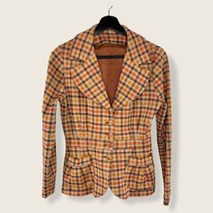 Vintage Handmade Checkered Tailored Jacket
